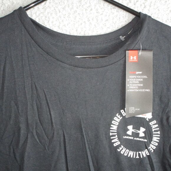 UNDER ARMOUR WOMENS' BALTIMORE SHIRT BLACK WHITE MEDIUM NEW NWT COTTON POLYESTER - Picture 1 of 4